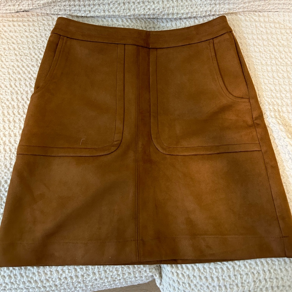 LOFT Camel Suede Skirt
